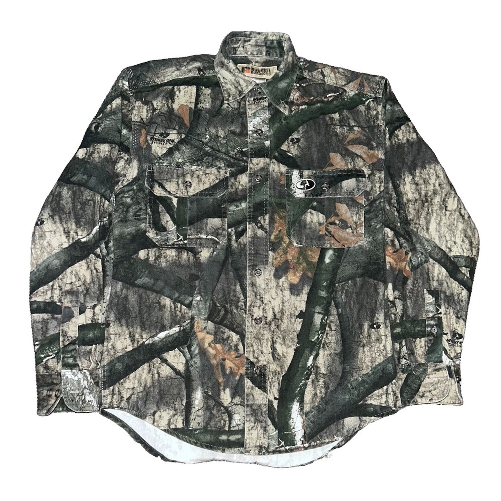 Vintage Russell Outdoors Realtree Camo Heavyweight Button Shirt Mens Size Small